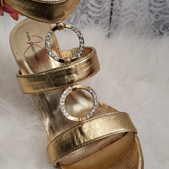 Metallic Gold/O Ring Rhinestone Heels - Picture 2 of 5